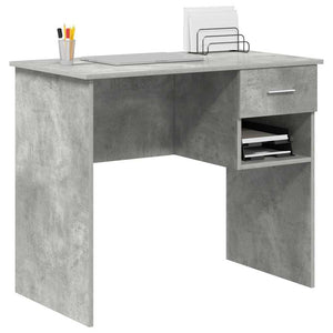 Schreibtisch mit Regal Beton Grau 90 cm