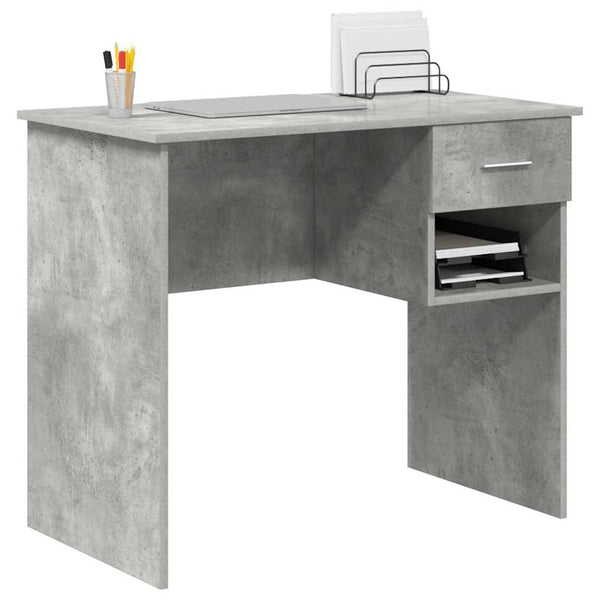 Schreibtisch mit Regal Beton Grau 90 cm