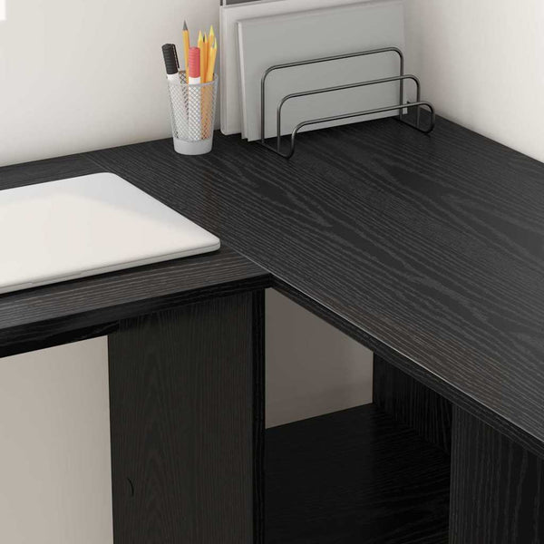 Schreibtisch mit Regal Schwarz Eichen-Optik