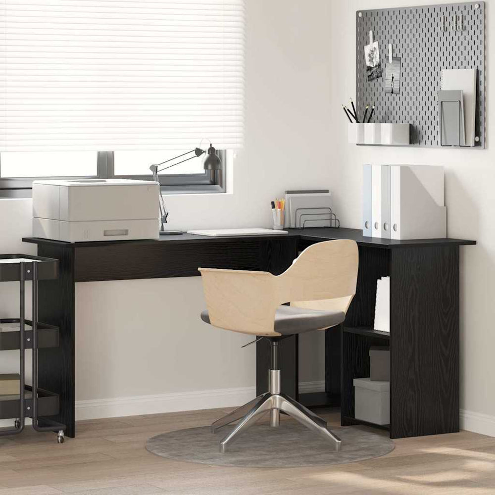 Schreibtisch mit Regal Schwarz Eichen-Optik
