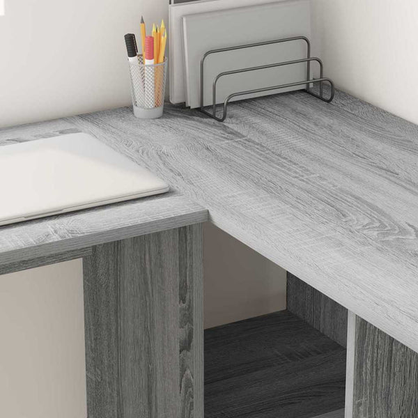 vidaXL Bureau Gris Sonoma 142 x 102 x 73 cm Bois d'ingénierie