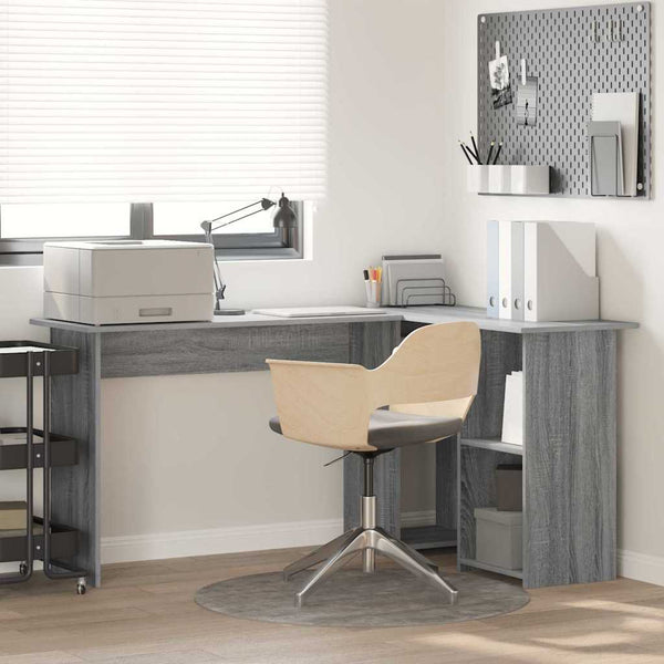 vidaXL Bureau Gris Sonoma 142 x 102 x 73 cm Bois d'ingénierie