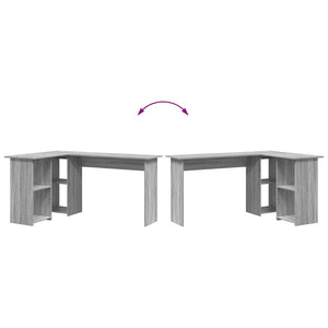 vidaXL Bureau Gris Sonoma 142 x 102 x 73 cm Bois d'ingénierie