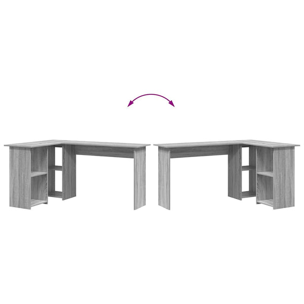 vidaXL Bureau Gris Sonoma 142 x 102 x 73 cm Bois d'ingénierie