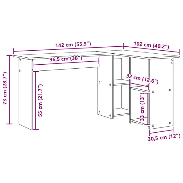 Schreibtisch mit Regal Altholz