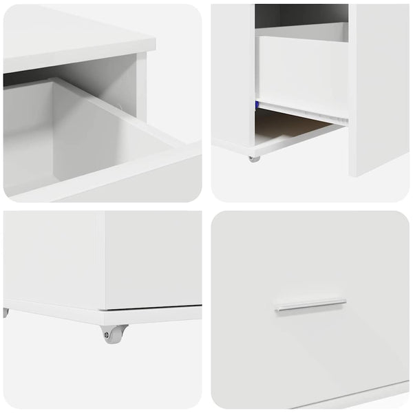 Weißer Schubladenschrank mit Rollen 55x45x31 cm