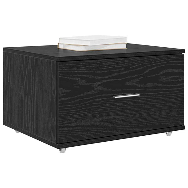 Schubladenschrank mit Rollen, Schwarz/Eiche