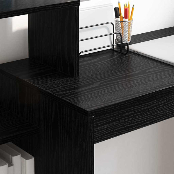 Schreibtisch mit Regal, Schwarz Eiche, 100cm