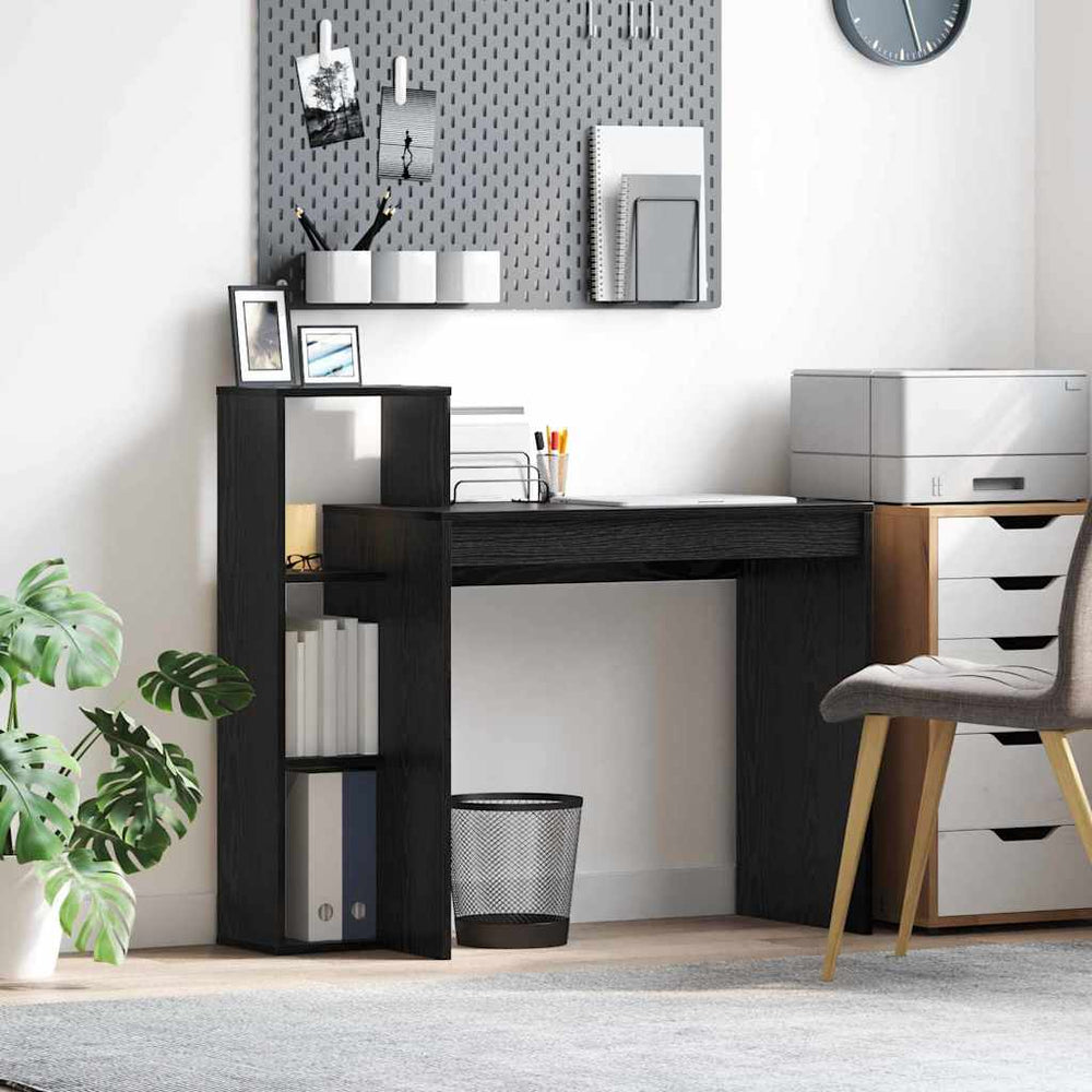 Schreibtisch mit Regal, Schwarz Eiche, 100cm