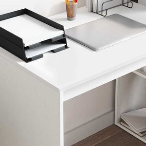 vidaXL Bureau avec étagère Blanc 108 x 55 x 103.5 cm Bois d'ingénierie