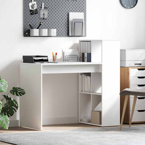 vidaXL Bureau avec étagère Blanc 108 x 55 x 103.5 cm Bois d'ingénierie