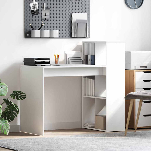 vidaXL Bureau avec étagère Blanc 108 x 55 x 103.5 cm Bois d'ingénierie
