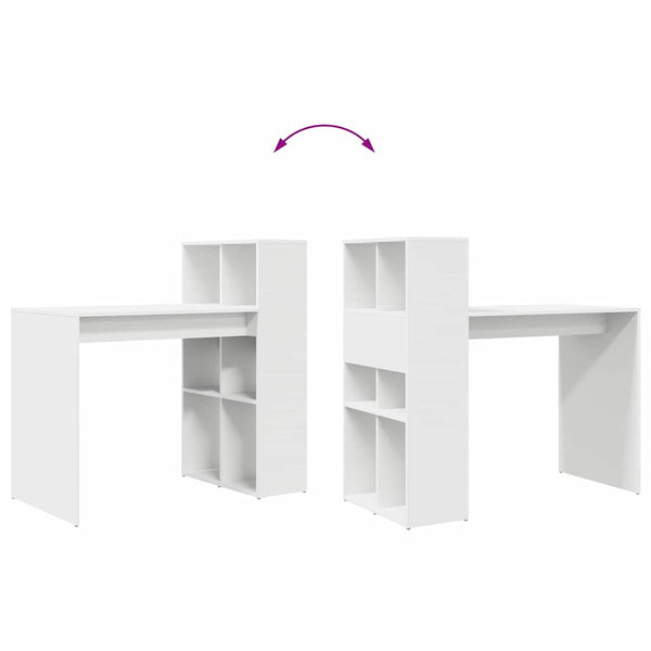 vidaXL Bureau avec étagère Blanc 108 x 55 x 103.5 cm Bois d'ingénierie