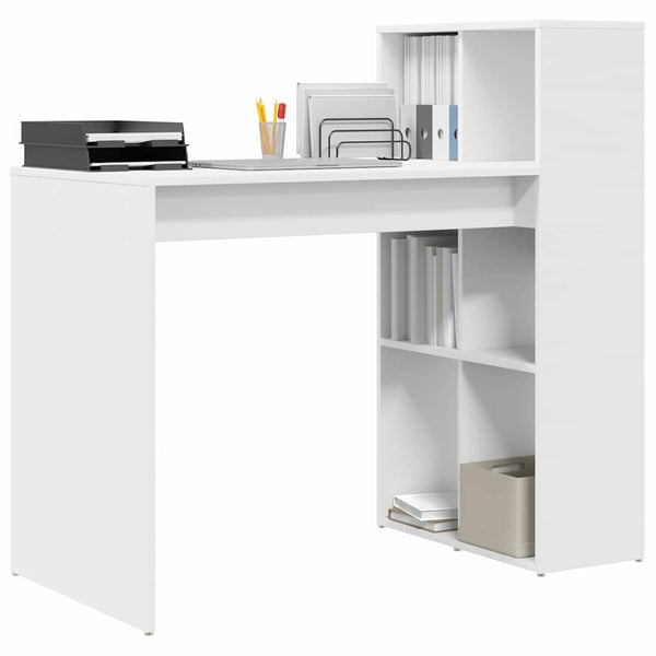 vidaXL Bureau avec étagère Blanc 108 x 55 x 103.5 cm Bois d'ingénierie