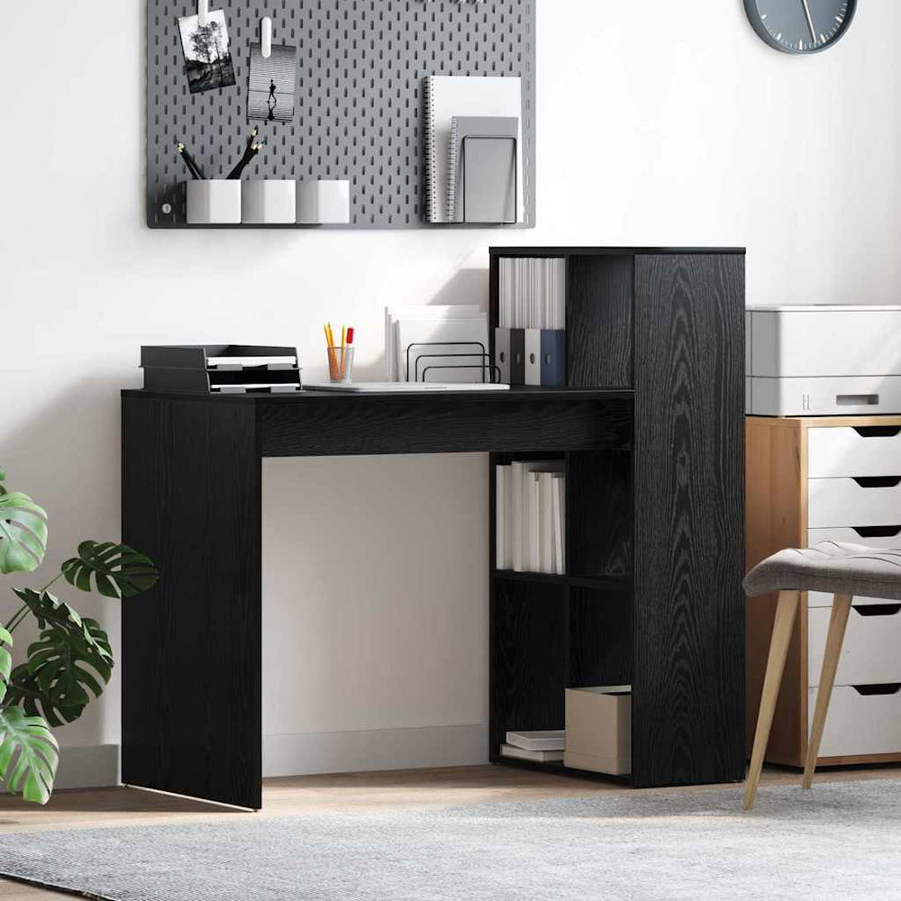 Schreibtisch mit Regal, Schwarz Eichen-Optik