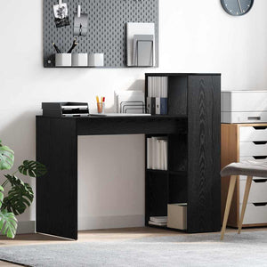 Schreibtisch mit Regal, Schwarz Eichen-Optik