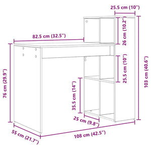 Schreibtisch Sonoma Grau 108 cm