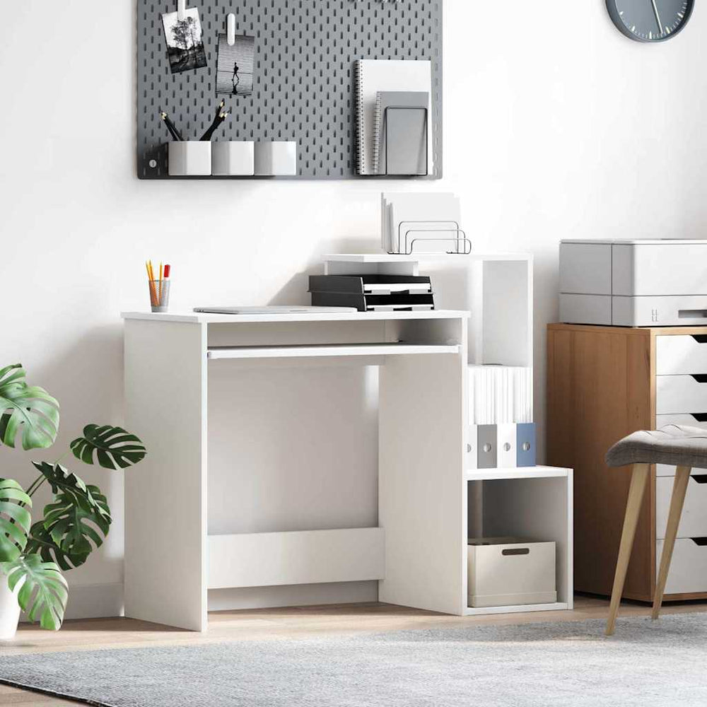 Schreibtisch mit Regal, Weiß, 106 cm