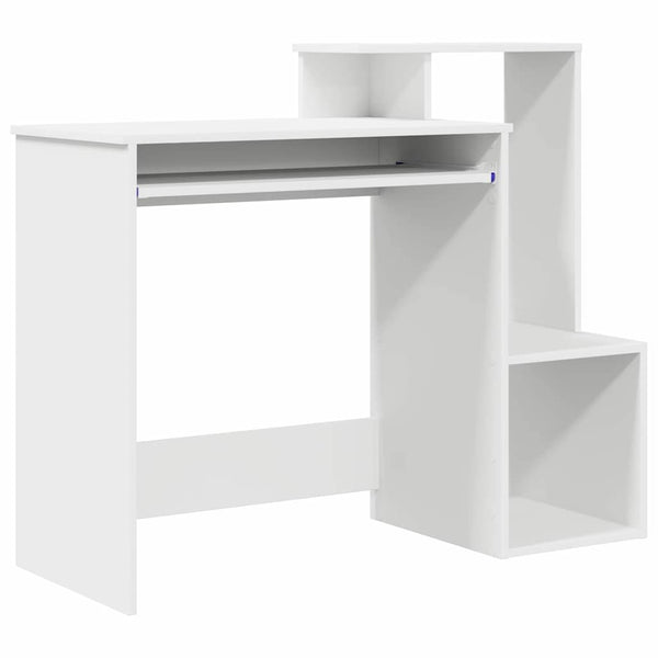 Schreibtisch mit Regal, Weiß, 106 cm