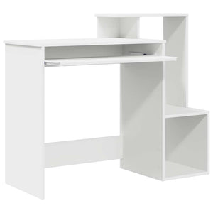 Schreibtisch mit Regal, Weiß, 106 cm