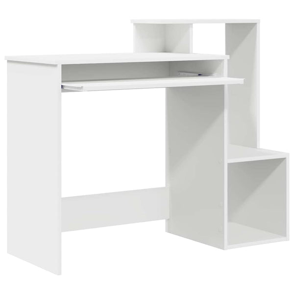 Schreibtisch mit Regal, Weiß, 106 cm