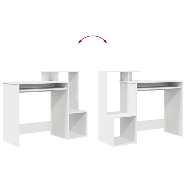 Schreibtisch mit Regal, Weiß, 106 cm