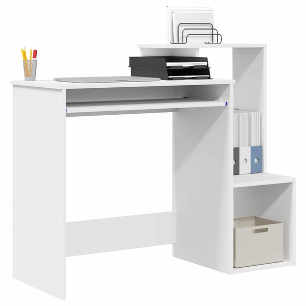 Schreibtisch mit Regal, Weiß, 106 cm