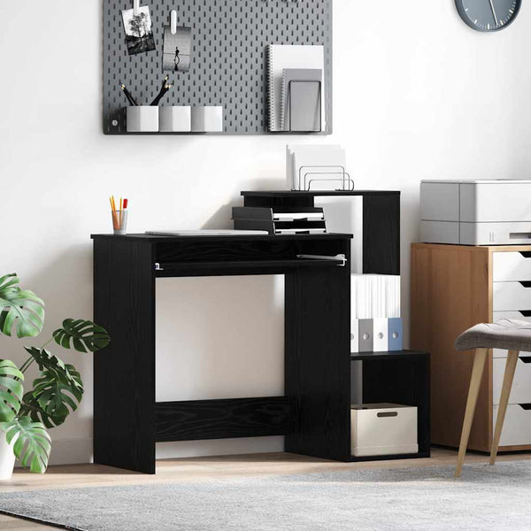 Schreibtisch mit Regal, Schwarz Eichen-Optik