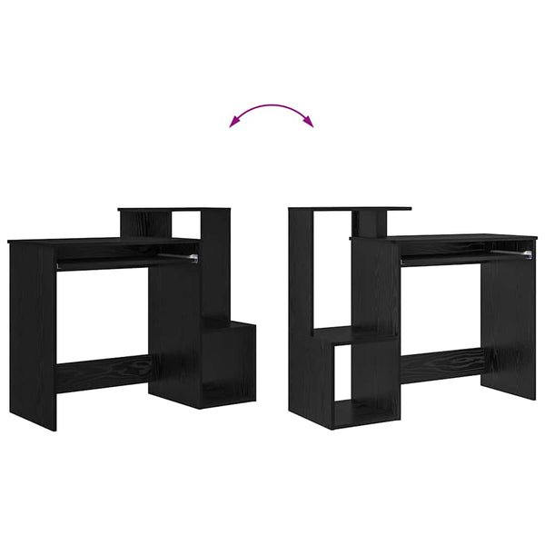 Schreibtisch mit Regal, Schwarz Eichen-Optik