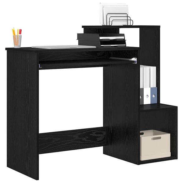 Schreibtisch mit Regal, Schwarz Eichen-Optik