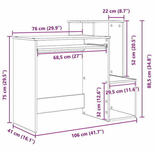 Schreibtisch Sonoma Grau 106 cm