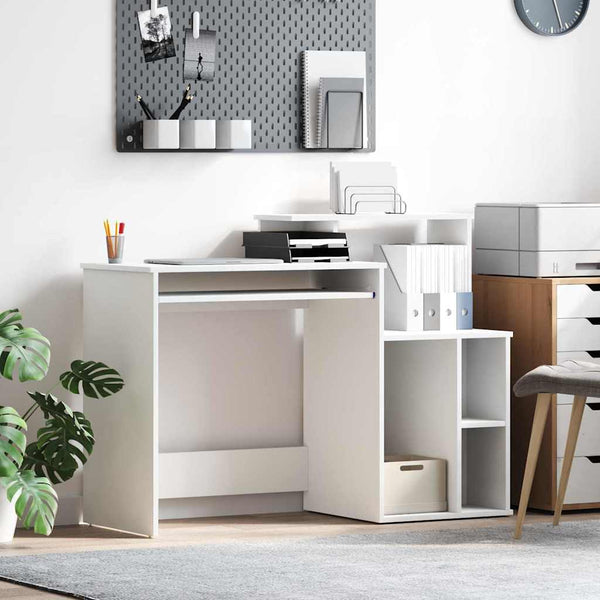 vidaXL Bureau avec étagère Blanc 120,5 x 44 x 88,5 cm Bois d'ingénierie