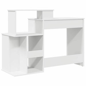 vidaXL Bureau avec étagère Blanc 120,5 x 44 x 88,5 cm Bois d'ingénierie
