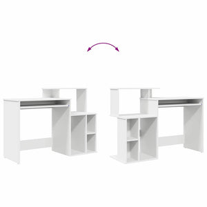 vidaXL Bureau avec étagère Blanc 120,5 x 44 x 88,5 cm Bois d'ingénierie