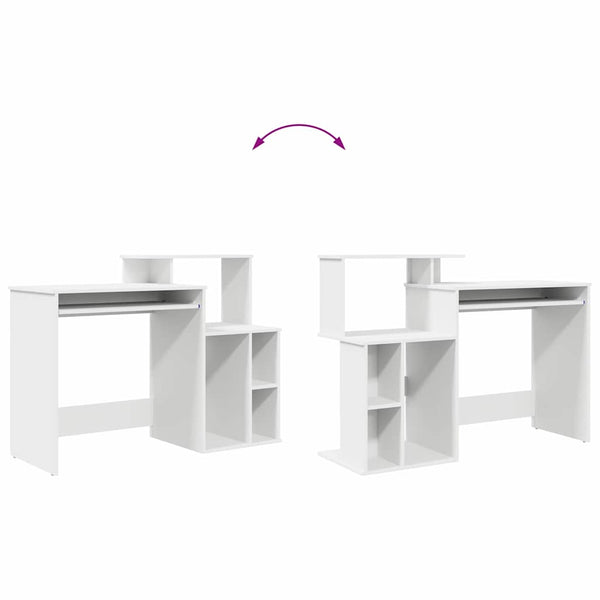 vidaXL Bureau avec étagère Blanc 120,5 x 44 x 88,5 cm Bois d'ingénierie