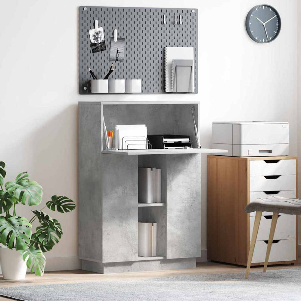 Schreibtisch Beton Grau mit Stauraum