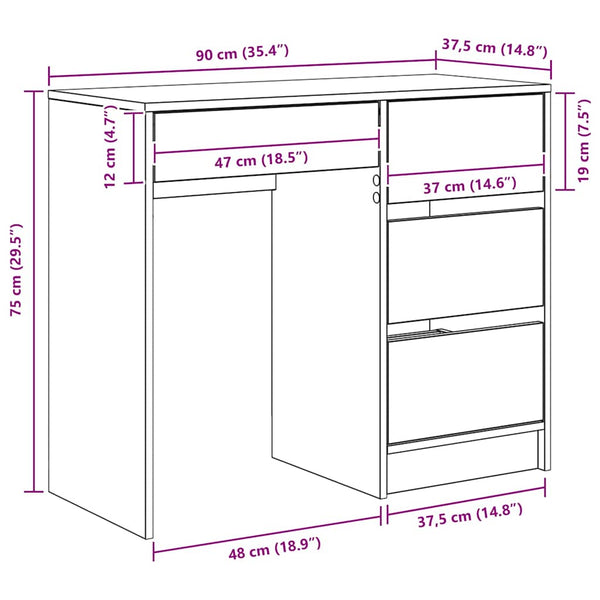 Schreibtisch Sonoma Eiche 90 cm