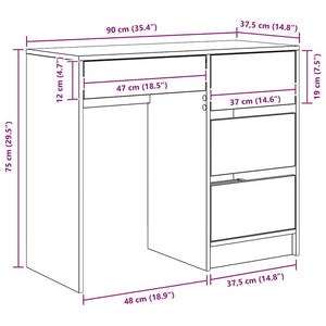 Schreibtisch Sonoma Grau 90 cm