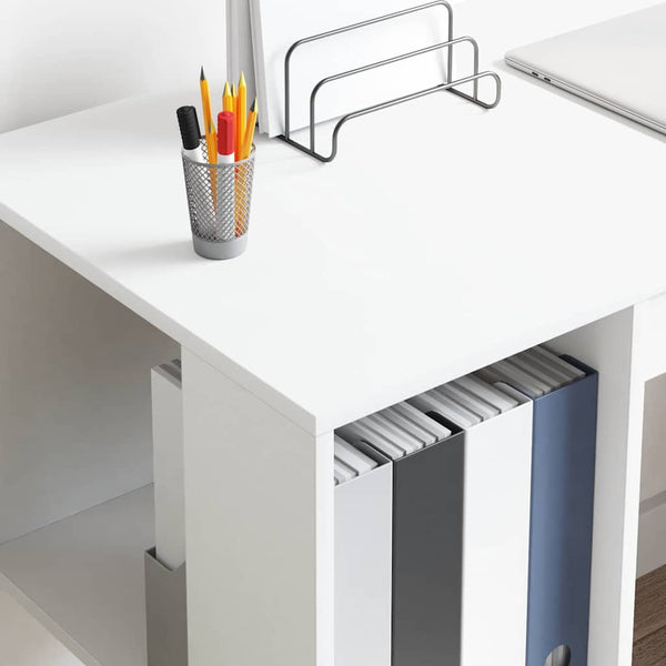 Schreibtisch Weiß mit Regal 130cm