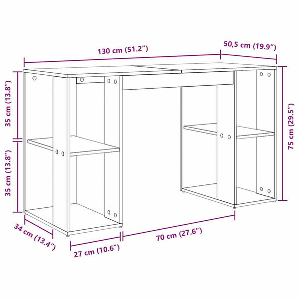 Schreibtisch Weiß mit Regal 130cm