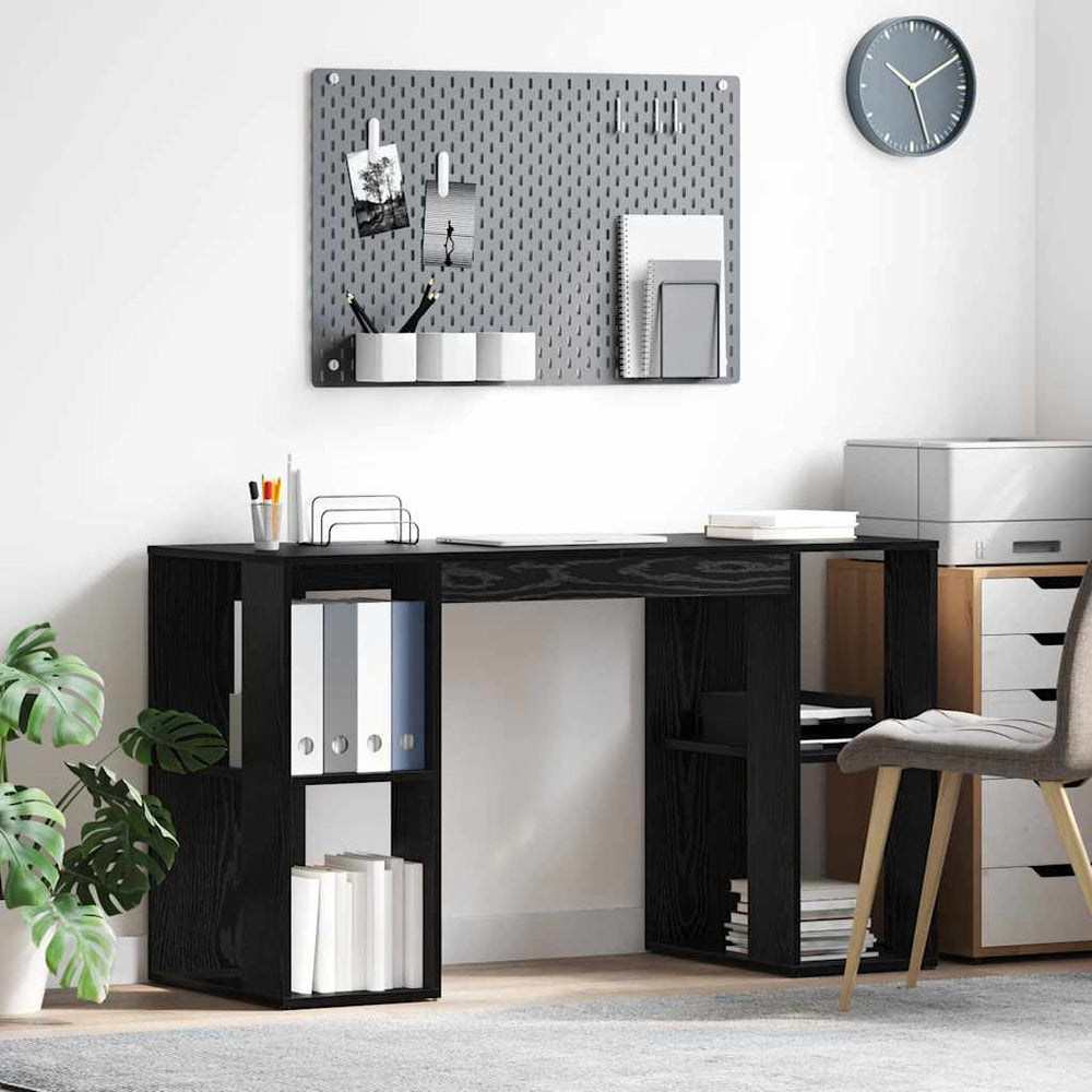 Schreibtisch mit Regal Schwarz Eichen-Optik