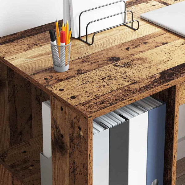 Schreibtisch mit Regal Altholz 130 cm