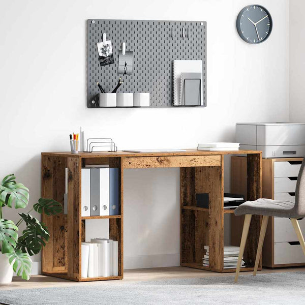 Schreibtisch mit Regal Altholz 130 cm
