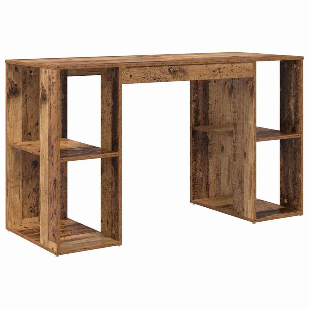 Schreibtisch mit Regal Altholz 130 cm
