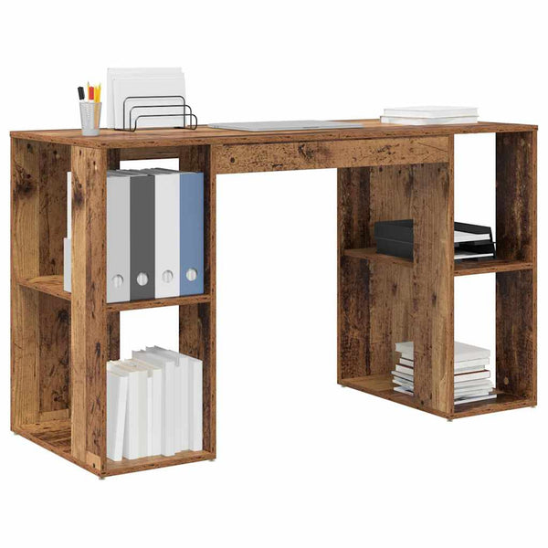 Schreibtisch mit Regal Altholz 130 cm