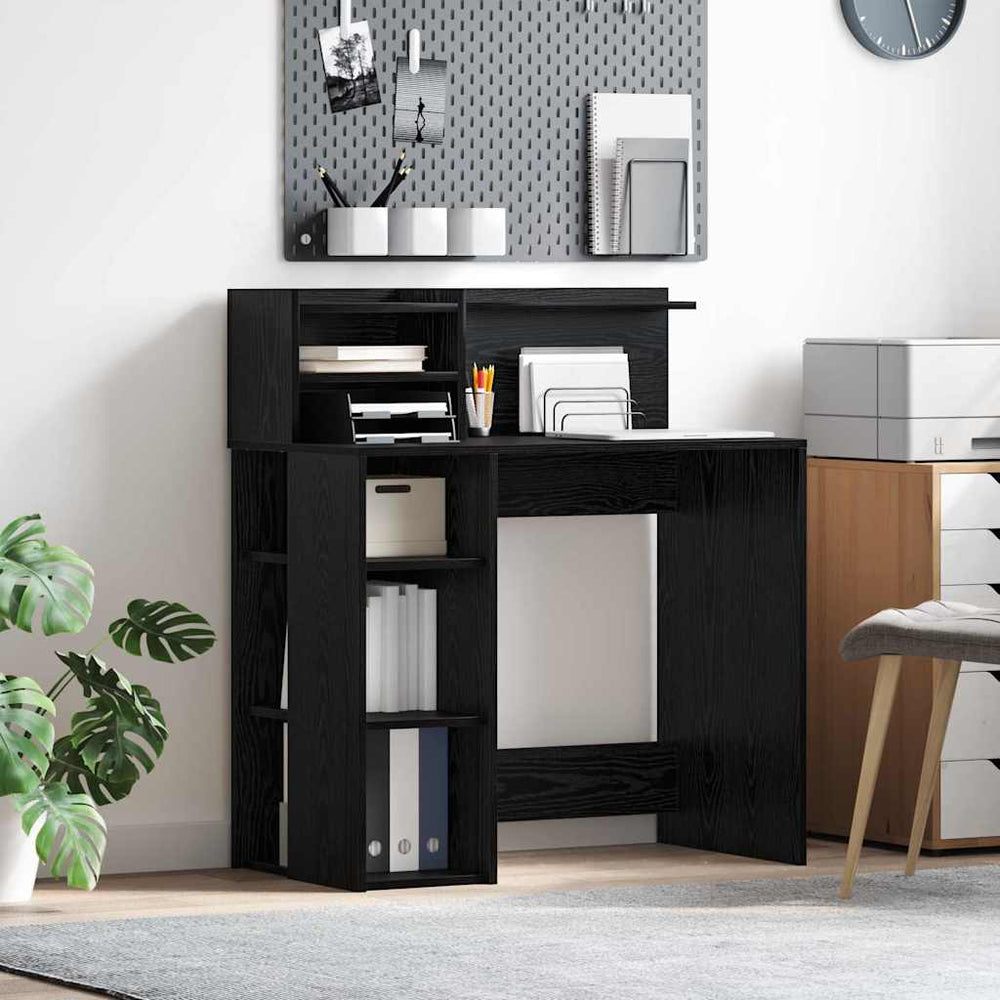 Schreibtisch mit Regal Schwarz Eiche 90cm
