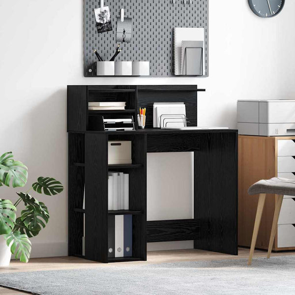 Schreibtisch mit Regal Schwarz Eiche 90cm