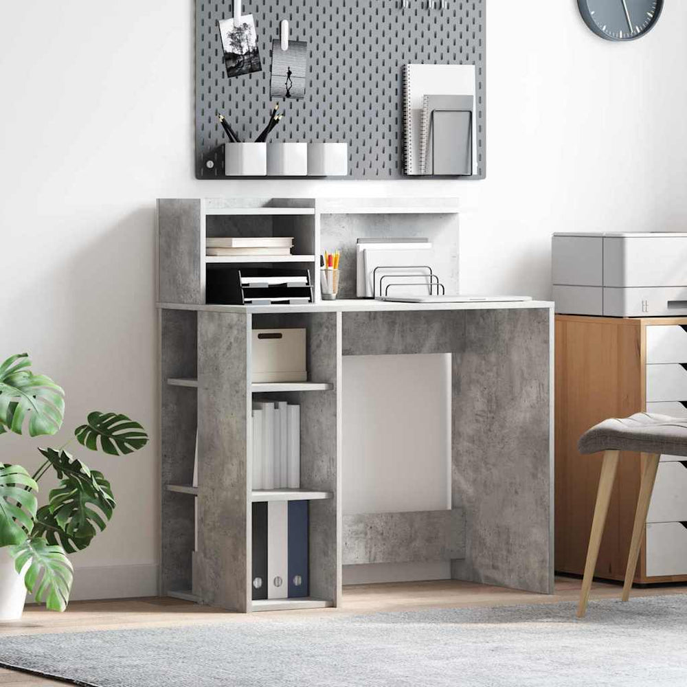 Schreibtisch Beton Grau 90 cm Holzwerkstoff
