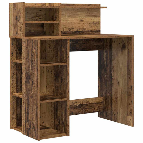 Schreibtisch mit Regal, Altholz, 90 cm