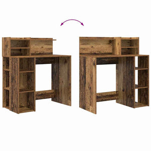 Schreibtisch mit Regal, Altholz, 90 cm